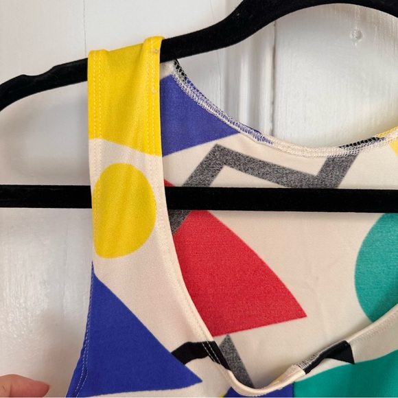 Vintage 90s Stretchy Bright Quirky Graphic Geometric Multicolor Jumpsuit - Picture 8 of 12